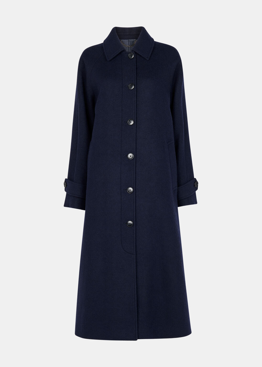 Collar Detail Long Wool Coat
